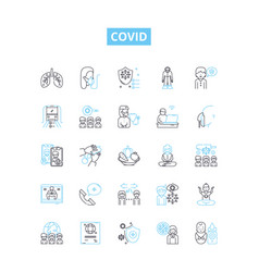 Covid Line Icons Set Covid Pandemic