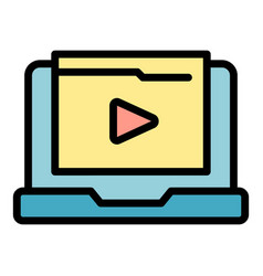 Laptop Video Icon Flat