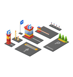 Parking Lot Isometric 3d Of Checkpoint Parkomat