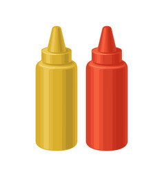 Plastic Bottles Of Ketchup And Mustard