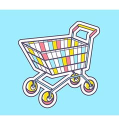 Colorful Shopping Trolley Top View On Blu