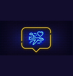 Honeymoon Travel Line Icon Love Trip Sign Neon