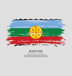 Mapuche Flag With Brush Stroke Effect And