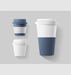 Set Of Realistic Blank Mock Up Paper Cups Coffee