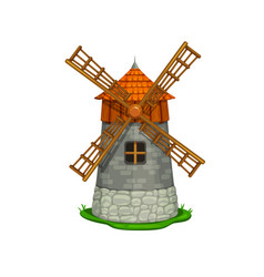 Cartoon Fairytale Windmill Building House