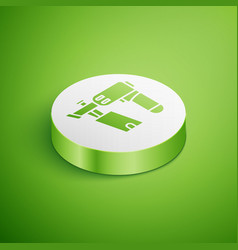 Isometric Nail Gun Icon Isolated On Green