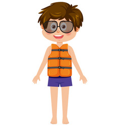 Little Boy Wearing Life Jacket