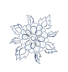 Marigold Flower With Leaves Doodle Line