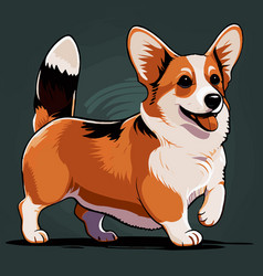 Realistic Dog Breed Corgi On A Dark Background