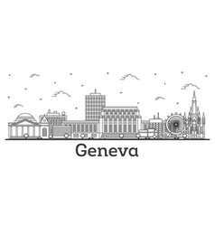 Outline Geneva Switzerland City Skyline