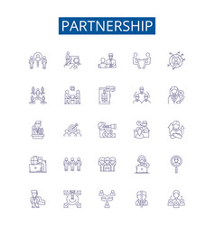 Partnership Line Icons Signs Set Design