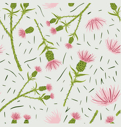 Seamless Pattern Thistle On Light Green