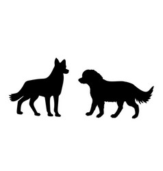 Silhouette Two Dogs Family Dogs