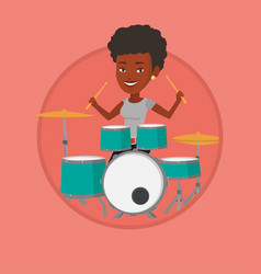 Woman Playing On Drum Kit