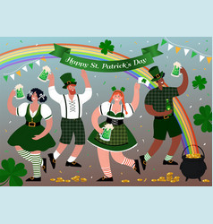 Happy St Patrick Day Banner People Drink