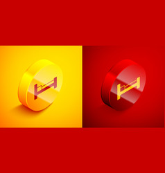 Isometric Bed Icon Isolated On Orange And Red