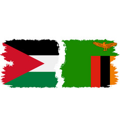 Zambia And Jordan Grunge Flags Connection