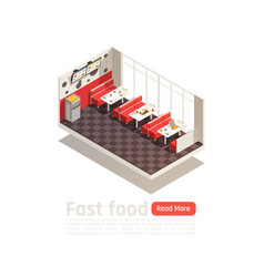 Fast Food Eatery Isometric Poster