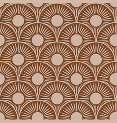 Art Deco Earthy Brown Sun Seamless Pattern