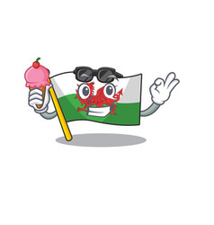 Happy Cartoon Flag Wales Scroll With Ice Cream