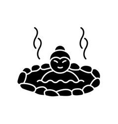 Hot Spring Black Glyph Icon Japanese Onsen Spa