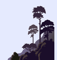 Pine Tree On A Cliff Rocky Shore With Tall Trees