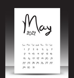 Calendar 2022 Year Lettering May 2022