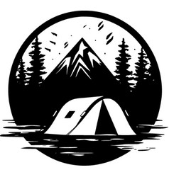 Camping - Black And White Isolated Icon