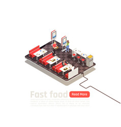 Fast Food Cafe Isometric Poster