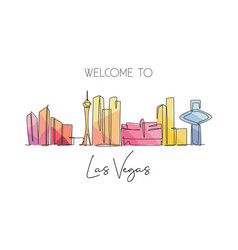 Single Continuous Line Drawing Of Las Vegas City