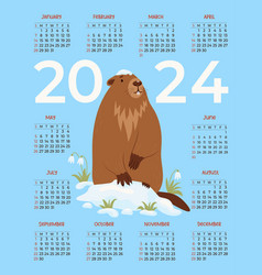 2024 Annual Calendar Cute Animal Groundhog