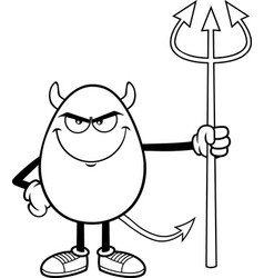 Outlined Deviled Egg Cartoon Character