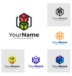 Set Of Creative Cube Logo Hexagon Logo Design