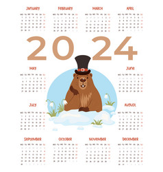 2024 Annual Calendar Cute Groundhog Character