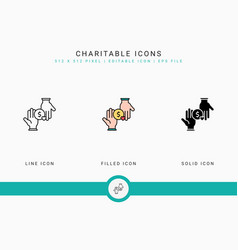 Charitable Icons Set With Solid