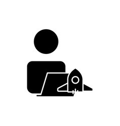 Programmer Icon With Rocket Suitable For Start Up