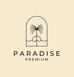 Paradise Palm Tree Island Line Logo Symbol