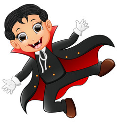 Happy Kid Wearing Dracula Costume Royalty Free Vector Image