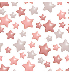 Pink And Grey Pastel 3d Stars Seamless Pattern