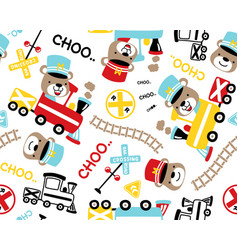 Seamless Pattern Of Steam Train Elements Cartoon