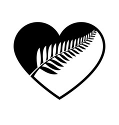 Classic New Zealand Silver Fern In Heart Shape