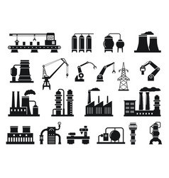 Industrial Factory Silhouettes Machinery And