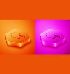 Isometric Chef Hat Icon Isolated On Orange