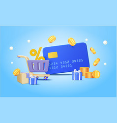 Shopping By Using Credit Card Cart Gift