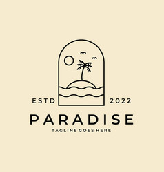 Minimalist Island Ocean Beach Palm Tree Badge