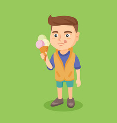 Little caucasian boy holding an ice cream cone Vector Image