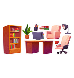 Modern Work Desk Office Room Interior Set