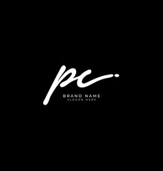 P C Pc Initial Letter Handwriting Signature Logo