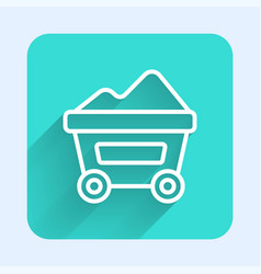 White Line Coal Mine Trolley Icon Isolated With