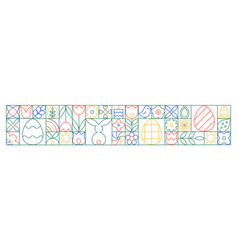 Abstract Easter Geometric Linear Border Spring